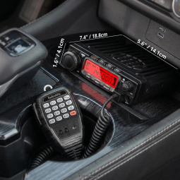 Installed in a vehicle, with dimensions